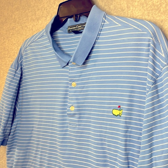 Masters Collection 60s Two Ply Mercerized Golf Polo size XL Blue White Stripe - Picture 1 of 9